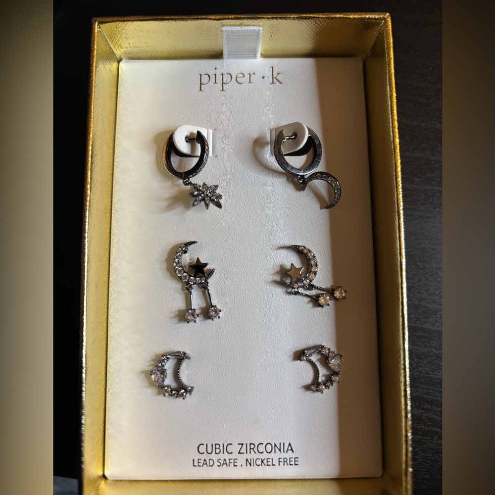 Piper K Silver Cubic Zirconia Earrings Set